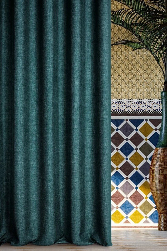 ZATEMŇOVACÍ ZÁVES NA KRÚŽKOCH TERRA COLLECTION MOROCCO 140X250 CM TYRKYSOVÁ