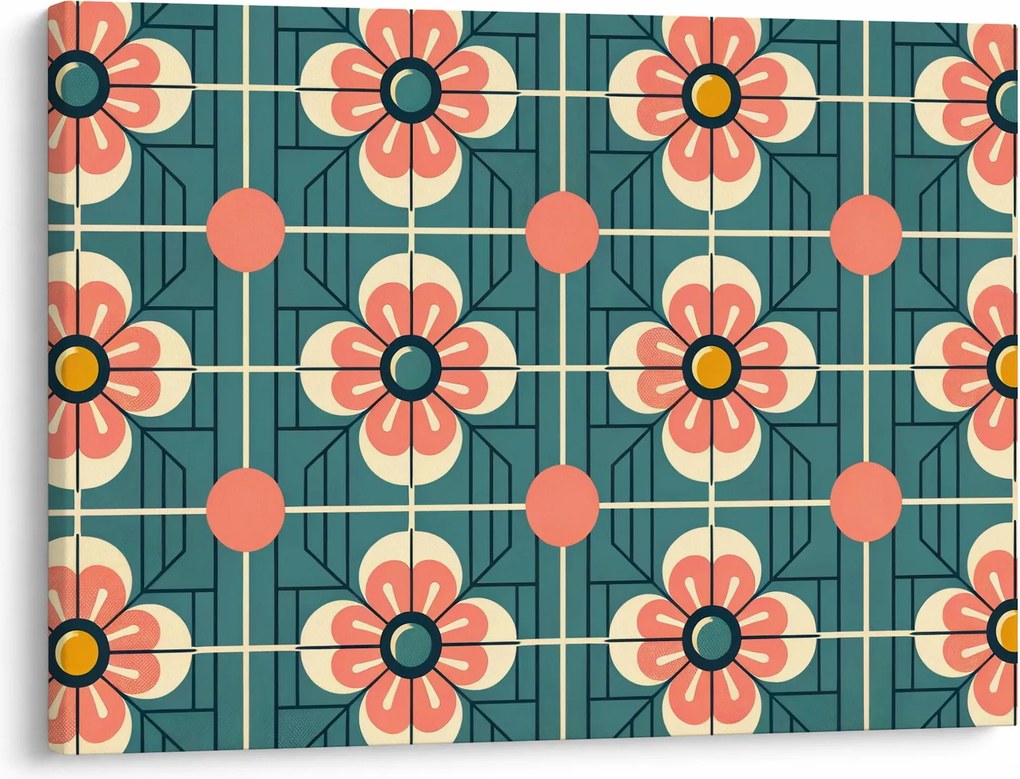Obraz - Retro vzor s kvetmi (70x50 cm)