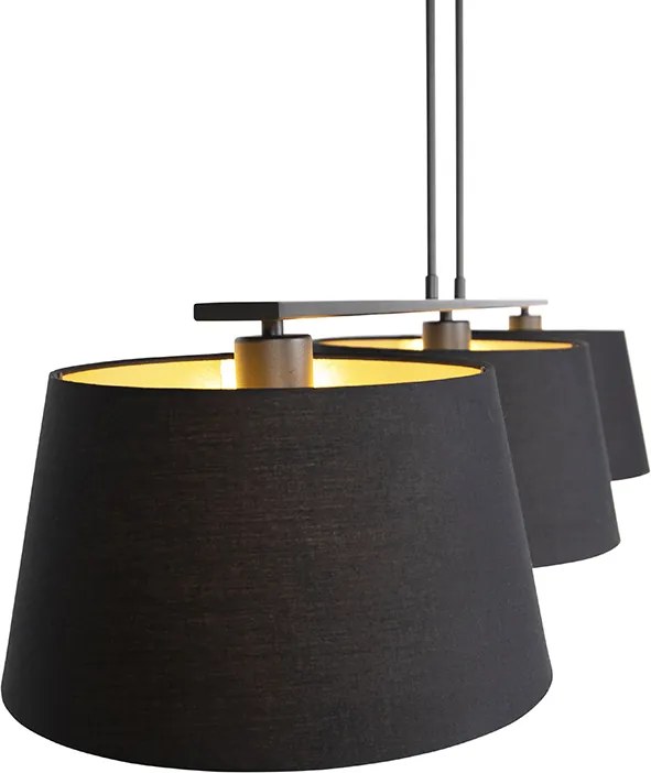 Závesné svietidlo s čiernymi a zlatými tienidlami z bavlny 32 cm - Combi 3 Deluxe