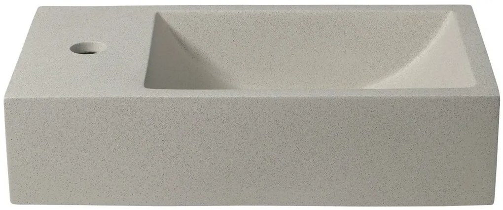 Sapho Sapho, CREST L betónové umývadlo vrátane výpusti, 40x22 cm, biely pieskovec, AR410