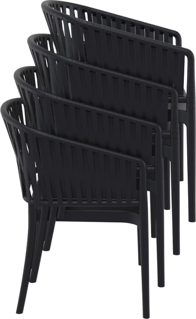 PORTOFINO záhradná stolička s podrúčkami black