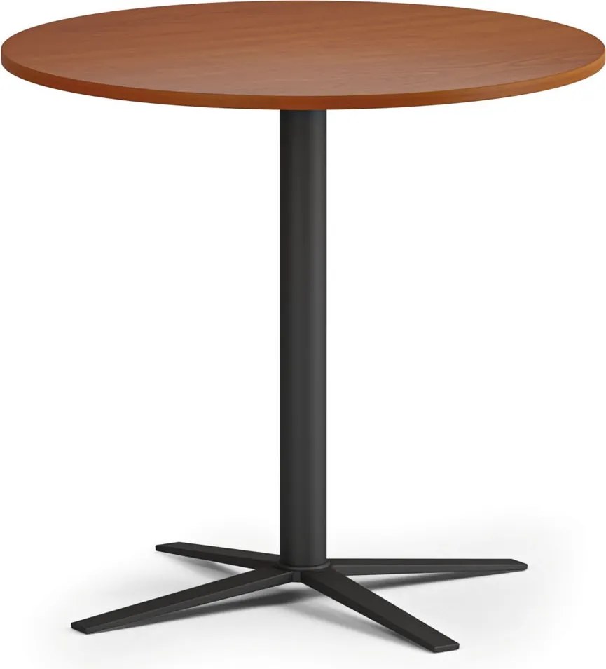 Konferenčný stolík AURA, priemer 60 cm, čierna podnož, čerešňa