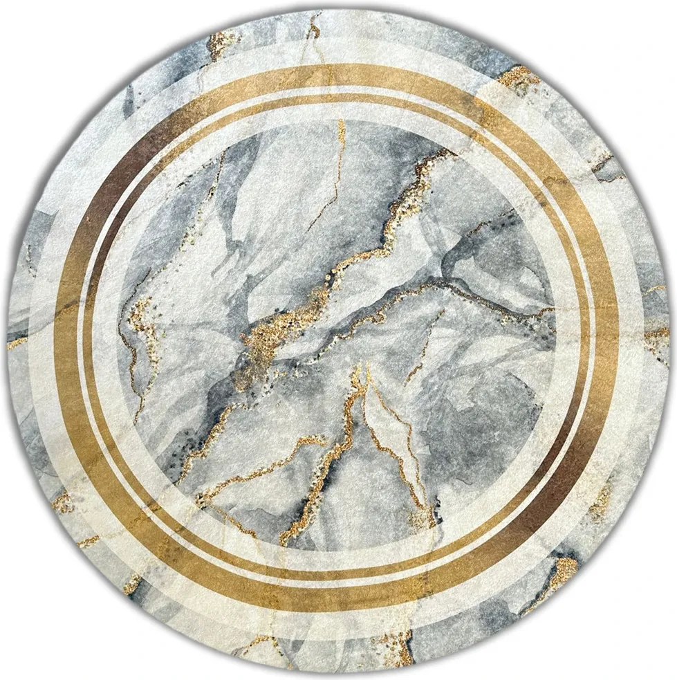 BE Koberec Porte 2001 Koło GREY GOLD – žltý okrúhly Rozmer: 80 cm