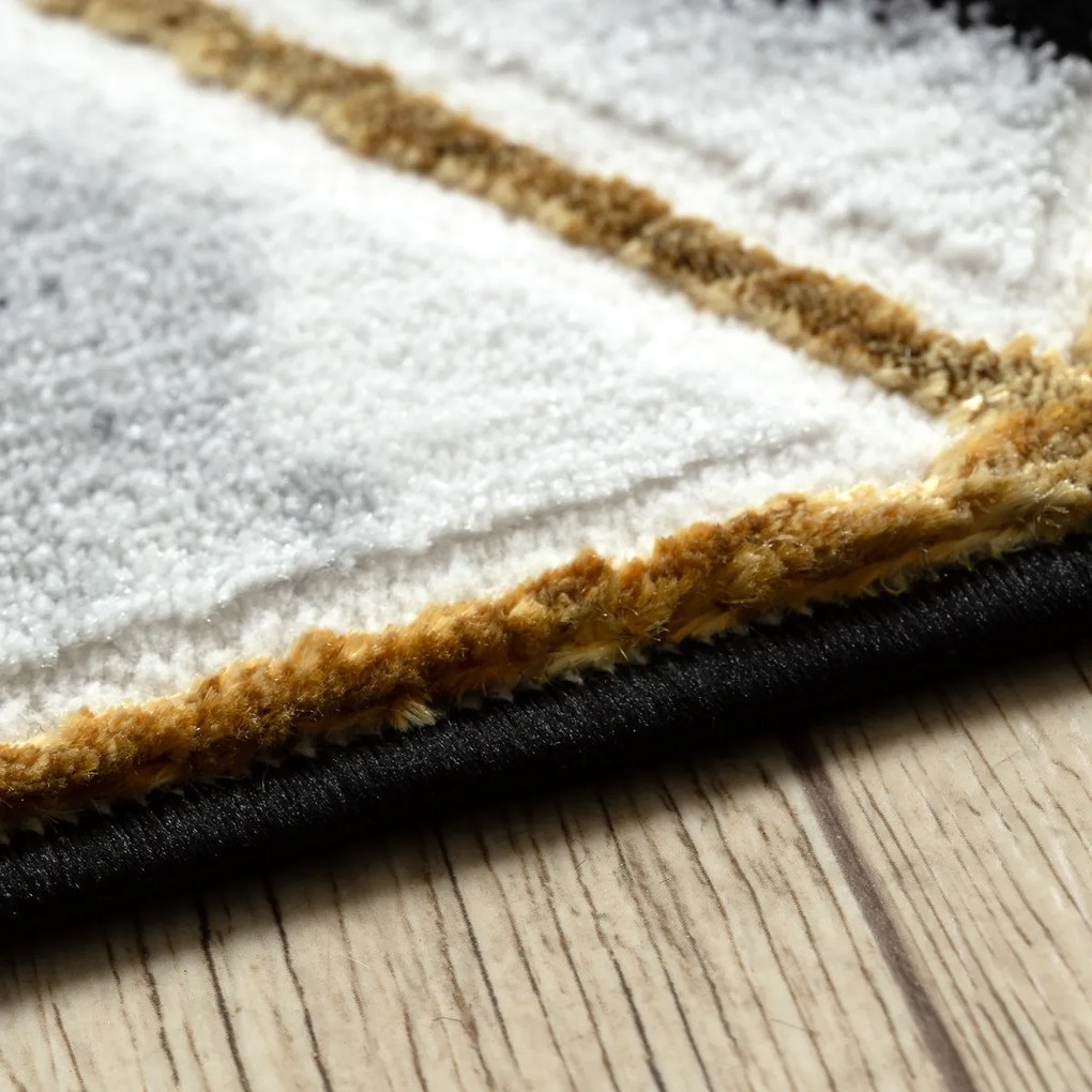 Dywany Łuszczów, Kusový koberec Allure 1966 black/gold, 80x150, žltá, kancelária