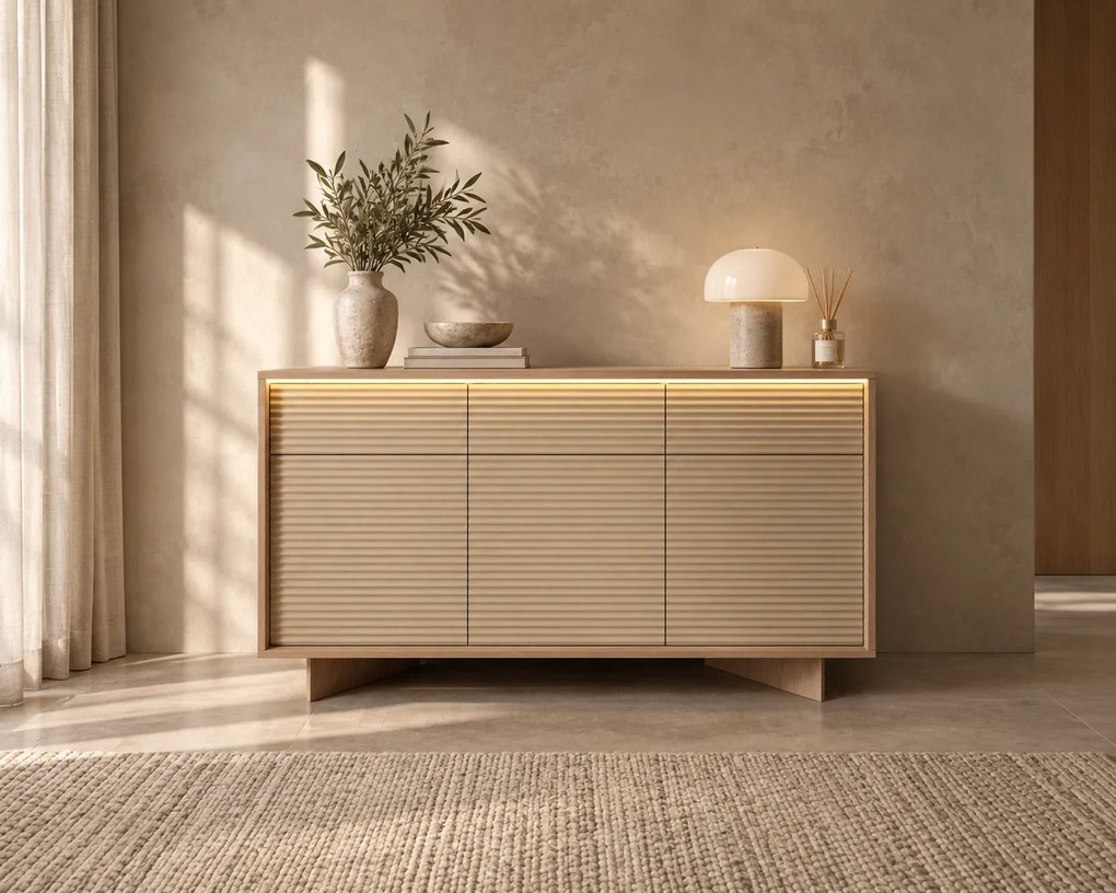 KOMODA GALLIANO DUB BOLIVAR + CAPPUCCINO LED 154 cm