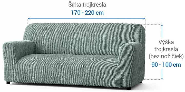 Bielastické poťahy COSTINA mätová trojkreslo (š. 170 - 220 cm)