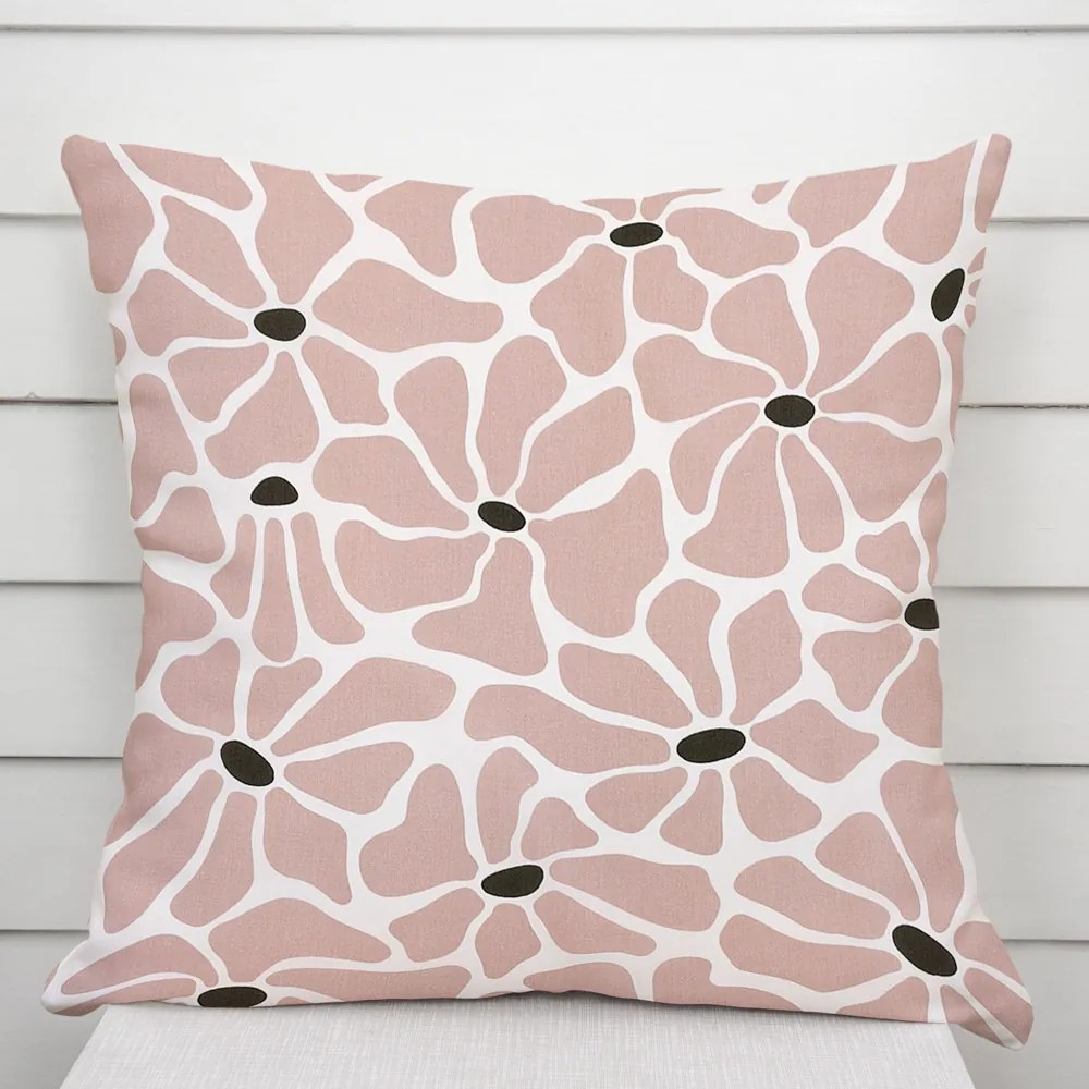 Biante Bavlnená obliečka na vankúš Sandra SA-483 Hnedoružové designové kvety na bielom 30 x 50 cm