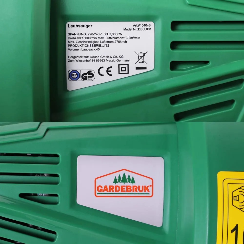 Elektrický vysávač lístia WOLF, 3v1. zelená/čierna Gardebruk