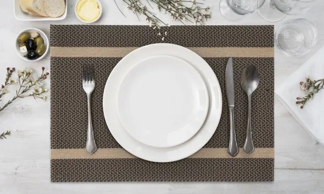 Podložka pod tanier ELLA hnedá / zlatá (6 ks)