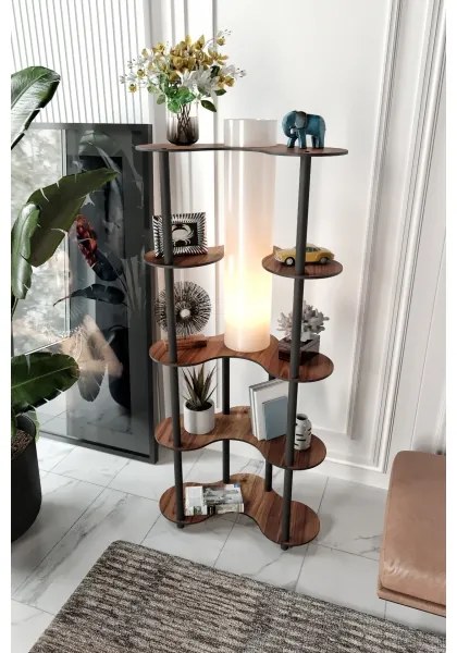 Stojacia lampa s poličkami 1xE27/40W/230V 150 cm čierna/hnedá