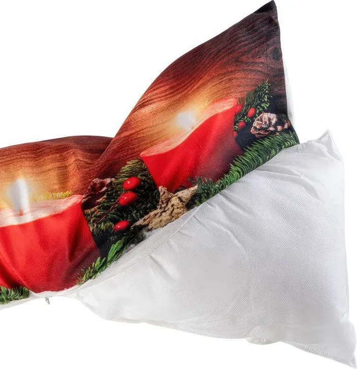 Vankúš proti prievanu s LED ČERVENÉ SVIEČKY 18 x 85 cm