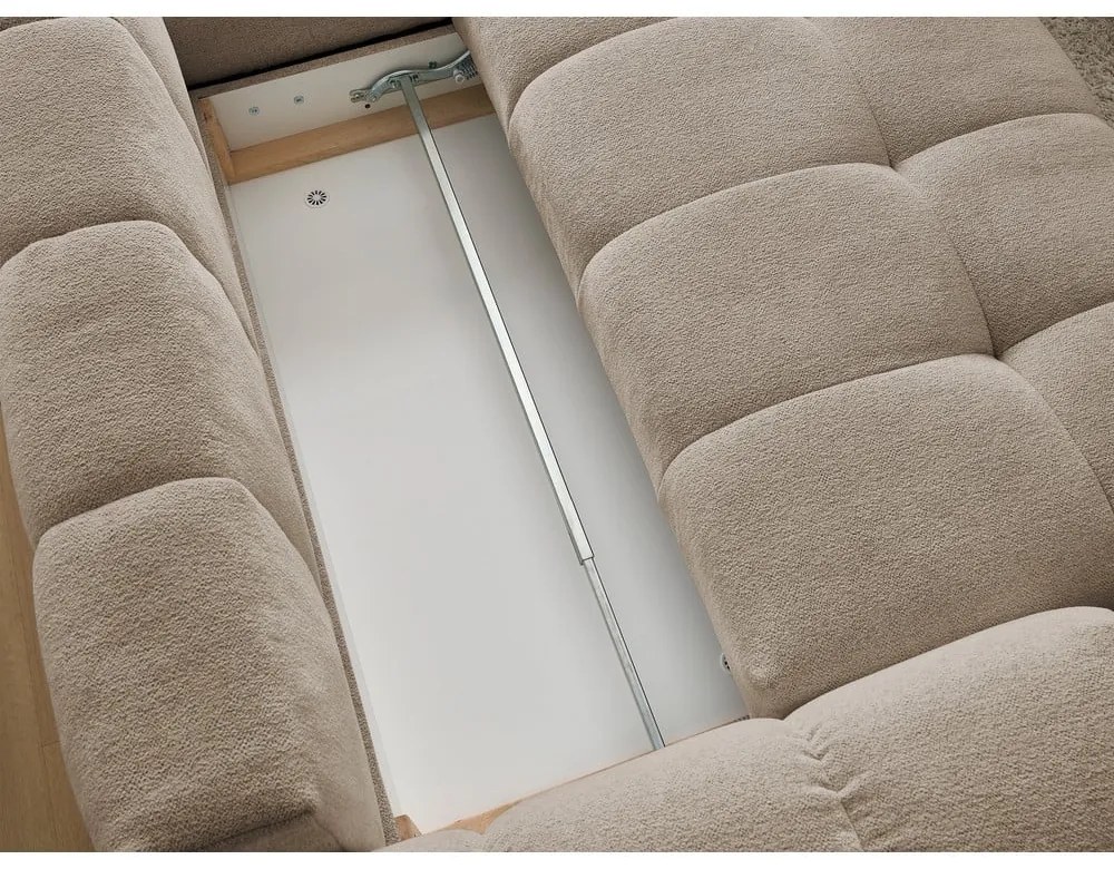 Taupe ženilková rozkladacia/s úložným priestorom rohová pohovka (pravý roh/do L) Everest – Bobochic Paris