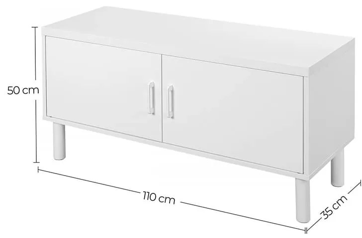 VASAGLE Botník nízky uzatvárateľný biely 100 x 35 cm