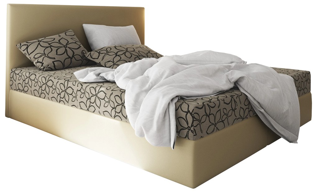 Manželská posteľ Boxspring 140 cm Lilac (vzor + béžová) (s matracom a úložným priestorom). Akcia -20%. Vlastná spoľahlivá doprava až k Vám domov. 1046639