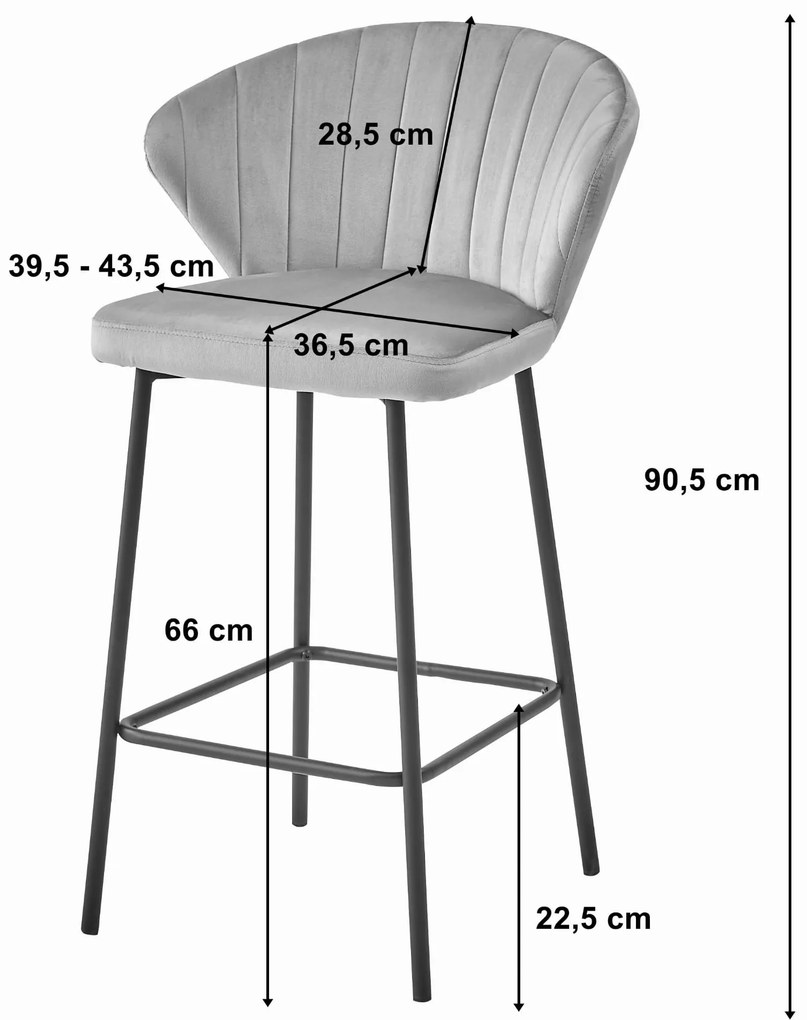 Barová stolička GATTA - čierny zamat / čierne nohy x 4 9401 71 00 00