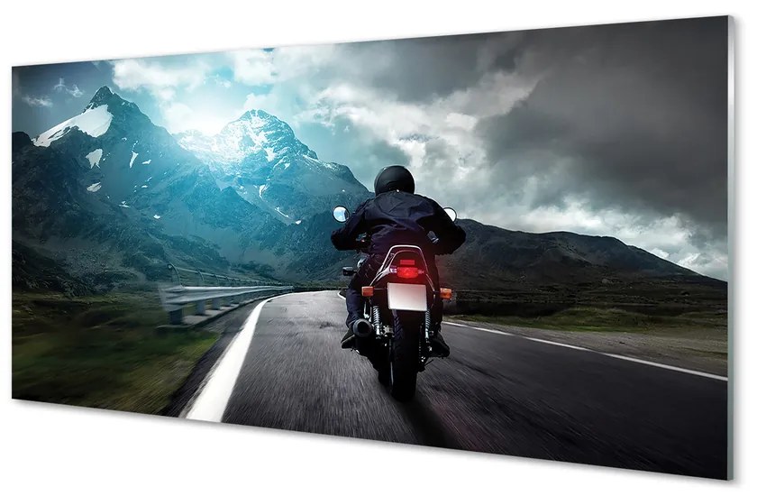 Obraz plexi Motocykla horskej ceste muž neba 140x70 cm