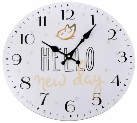 Nástenné hodiny Hello new day, pr. 34 cm