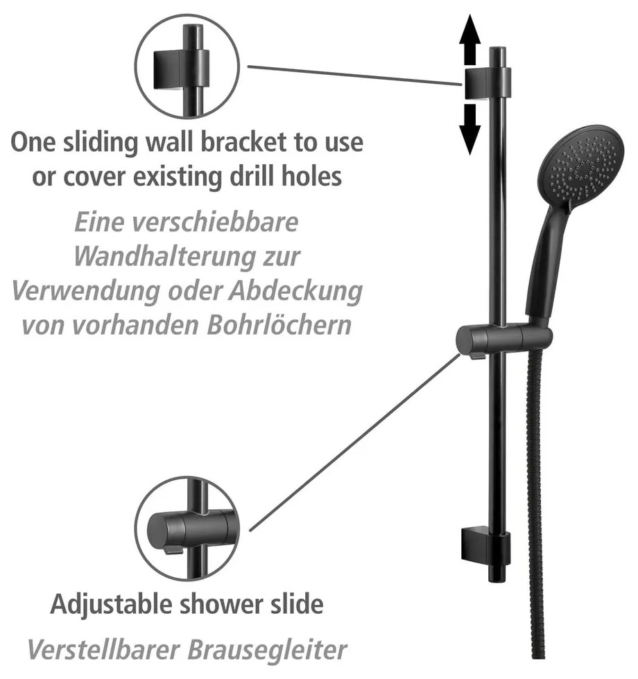 Čierny sprchový set z nerezovej ocele 66 cm Young - Wenko