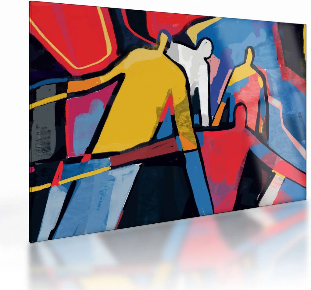 Sklenený obraz - Abstrakcia mužov (70x50 cm)