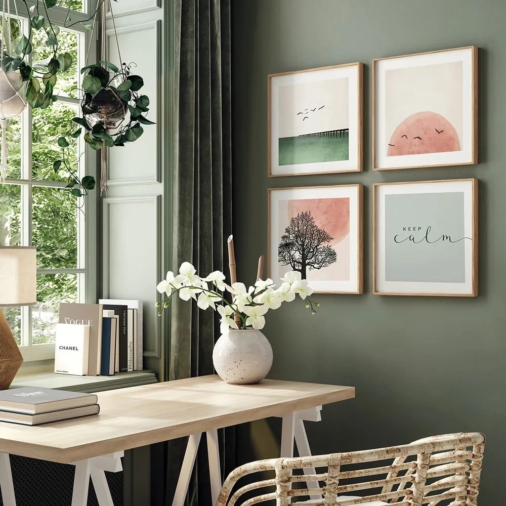 Plagáty v ráme 4 ks 30x30 cm Calm