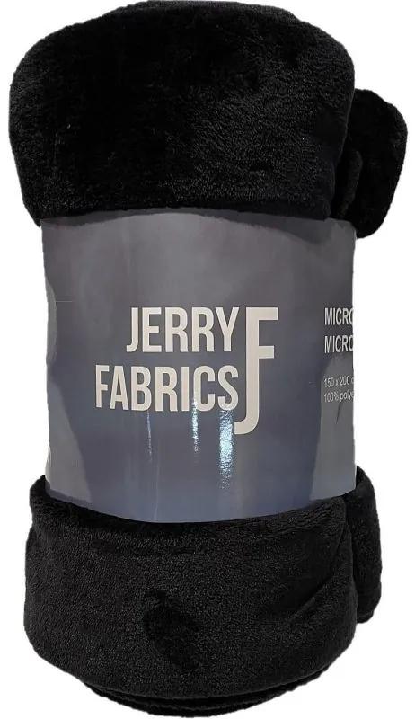 JERRY FABRICS Deka microflanel super soft Čierna  Polyester, 150/200 cm