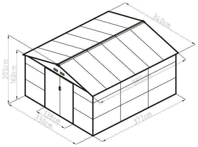 G21 Záhradný domček G21 GAH 1300 - 340 x 382 cm, šedý