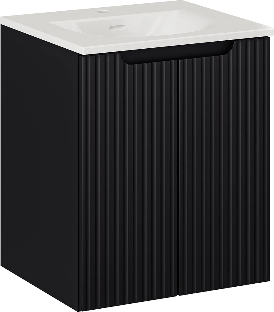 Comad Kúpeľňová skrinka s keramickým umývadlom Nova Black II 50 cm - čierna mat