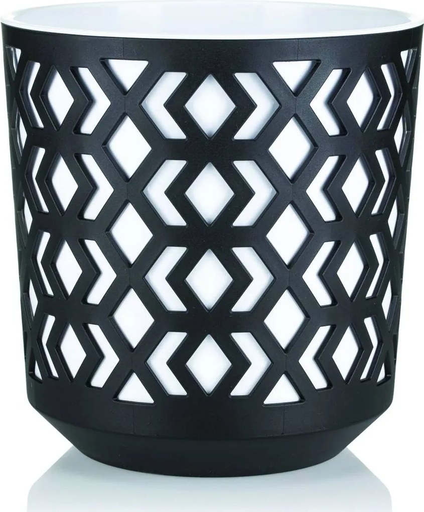 PLASTOVÝ KVETINÁČ ETNIC SADA 2KS 14,8X13,9 CM+20,1X19,5 CM ČIERNA