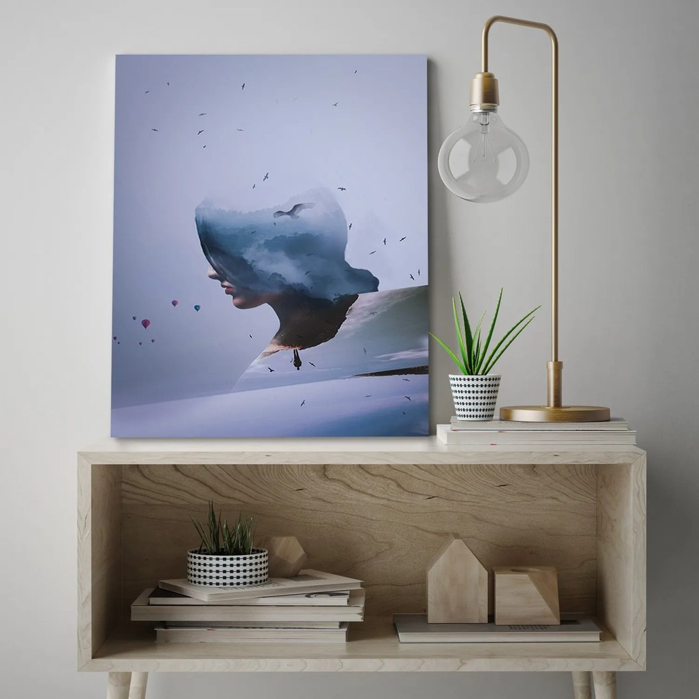 Gario Obraz na plátne Muž Vtáky Obloha Abstrakcia - Bryantama Art Rozmery: 40 x 60 cm