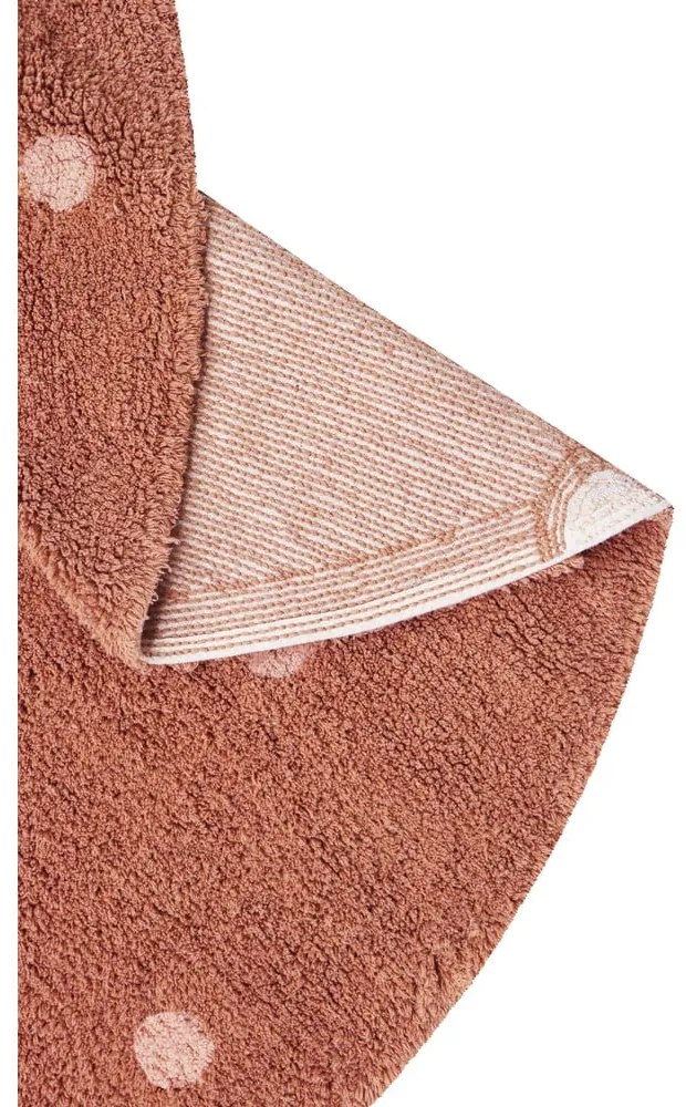 Prateľný ručne tkaný bavlnený detský koberec v tehlovej farbe ø140 cm Round Dot Chestnut – Lorena Canals