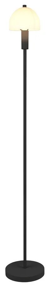 Čierna stojacia lampa so skleneným tienidlom (výška 120 cm) Glenn – Reality