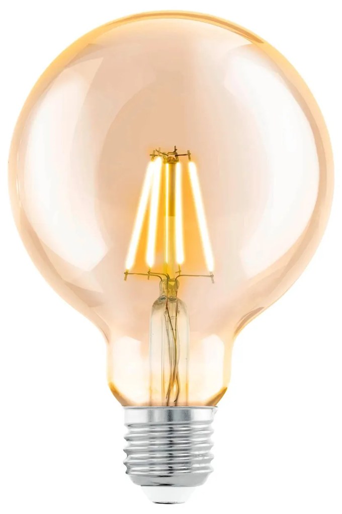 EGLO Retro filamentová LED žiarovka, E27, G95, 4W, 350lm, 2200K, teplá biela, jantárová