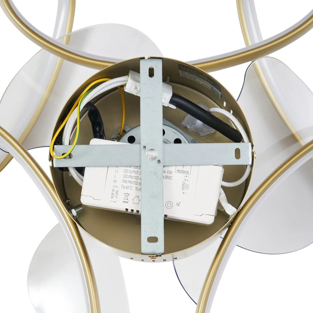 Stropný ventilátor mosadzný 55 cm vrátane LED stmievateľný s diaľkovým ovládaním - Mandy