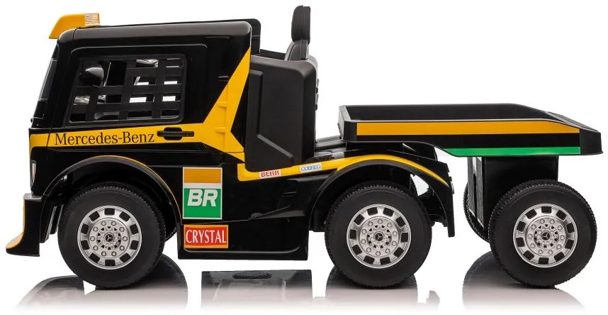 LEAN CARS Elektrický Kamión s prívesom Mercedes XMX622B LCD námornícka žltá - 2X45W - 2x12V7Ah - 2023