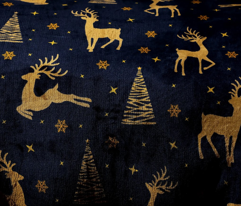Obliečky mikroplyš GOLDEN DEER tmavomodré Rozmer obliečky: 2 ks 70 x 90 cm | 200 x 220 cm