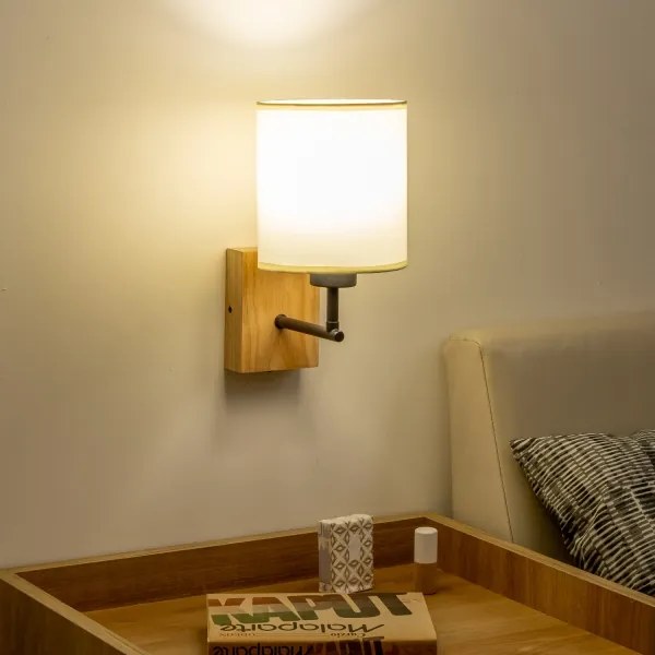 Brilagi - Nástenná lampa NUBILA WOOD 1xE27/25W/230V dub/čierna/krémová
