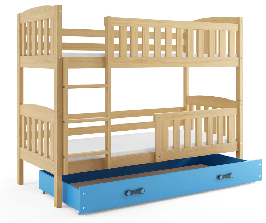 Poschodová posteľ KUBO 190x90 | borovica - modrá