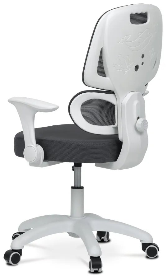 Detská pracovná stolička NANDU — sieť / látka, tmavo sivá