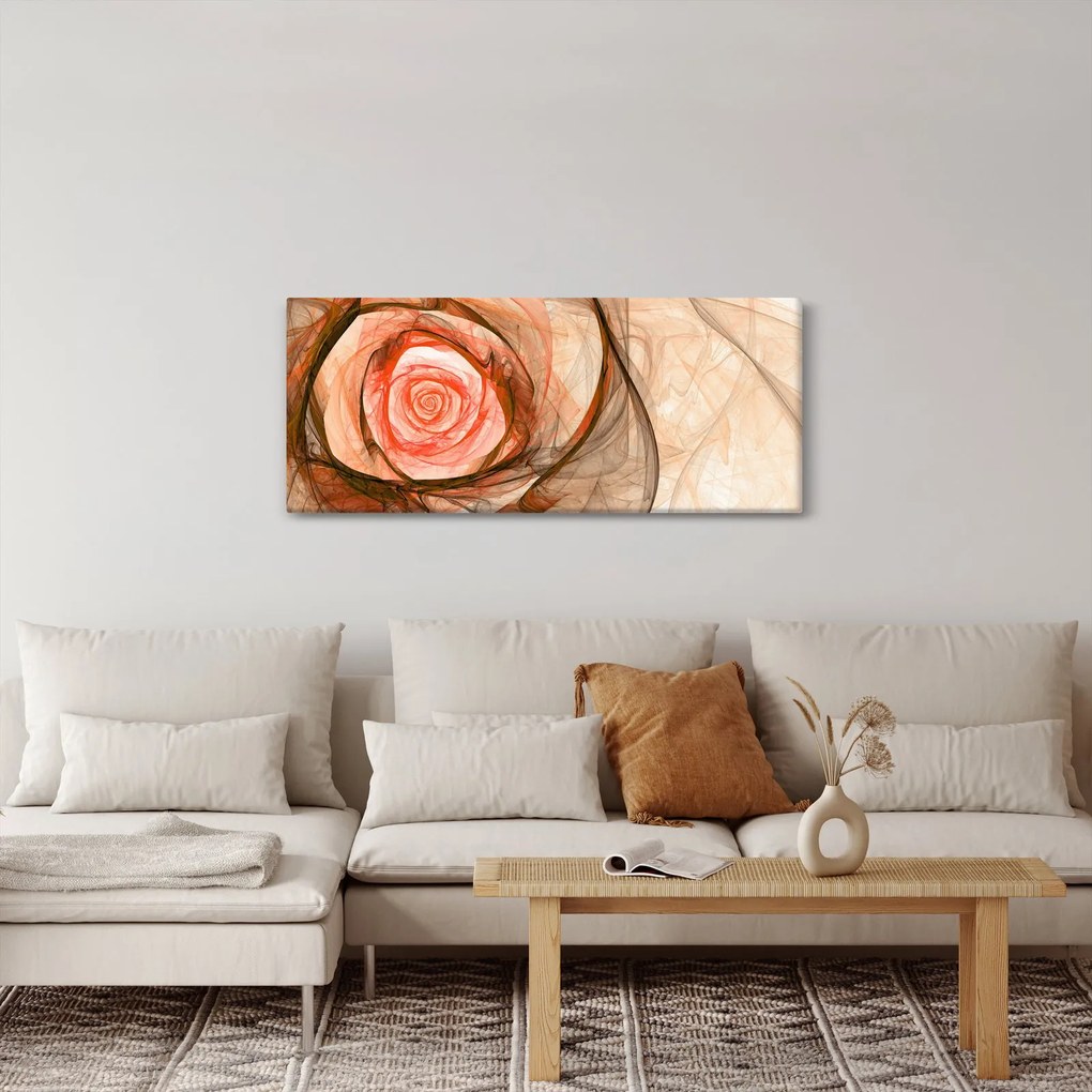 Obraz - Abstraktné ruže ružová s bielym pozadím (120x50 cm)