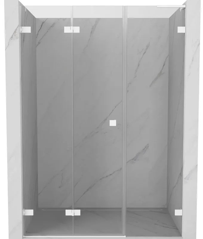 Mexen Lunar-F, L skladacie ľavé sprchové dvere 120 cm, 8mm číre sklo, biely profil, 836SL-120-050-20-00-L