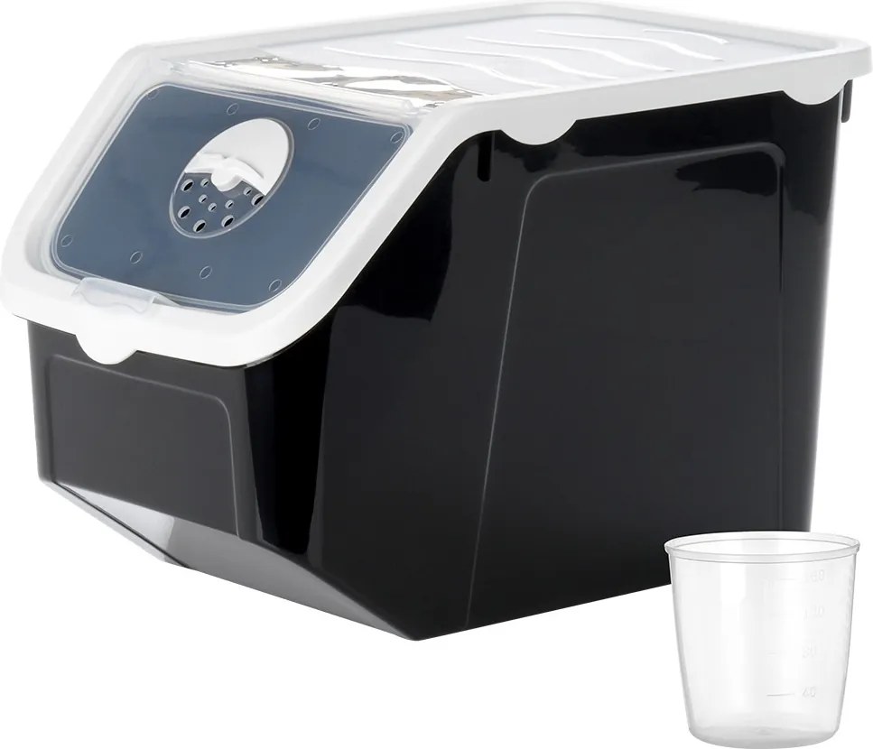 VILDE Skladovací černý box na cibuli a brambory, bílé víko(13l)