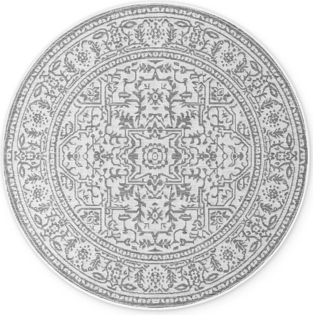 Kusový koberec Duet Kona 106249 White/Gray kruh - na von aj na doma, 160x160 (priemer) kruh, šedá, chodba / predsieň, NORTHRUGS