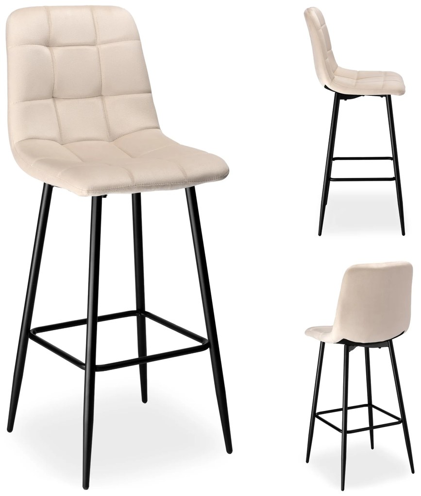 Barová stolička Hamilton zamatová béžová