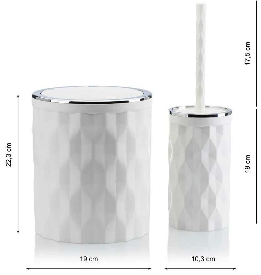 Sada kúpeľňových doplnkov Reina biela/prvky s chrómovou povrchovou úpravou