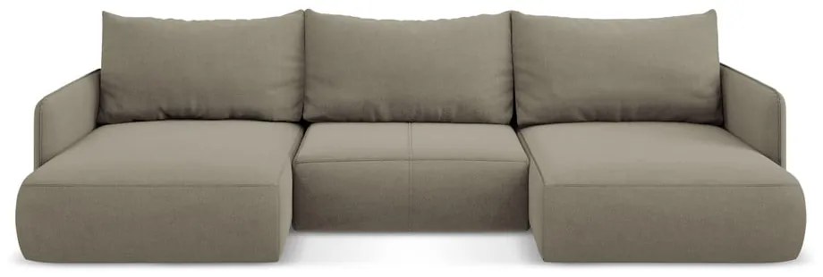 Béžová rozkladacia/s úložným priestorom rohová pohovka Nanea – Makamii