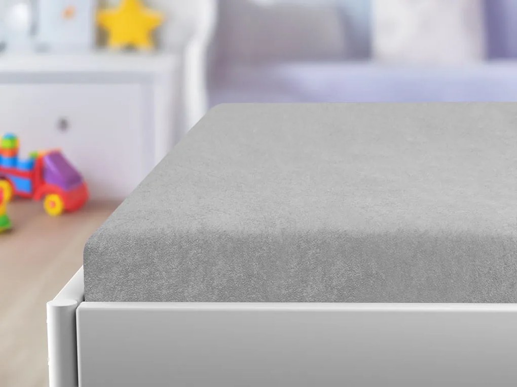 Froté plachta do detskej postieľky svetlosivá 60x120 cm