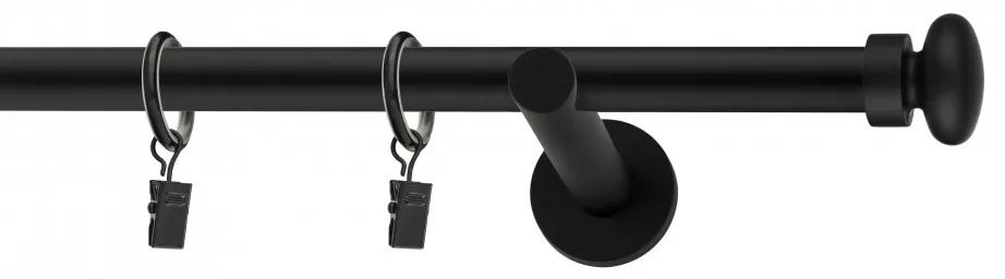 Dekorstudio Garniža jednoradová FLAT čierna matná 19mm Dĺžka: 120cm, Typ uchytenia: Držiak otvorený, Typ príslušenstva: Krúžky tiché so štipcami