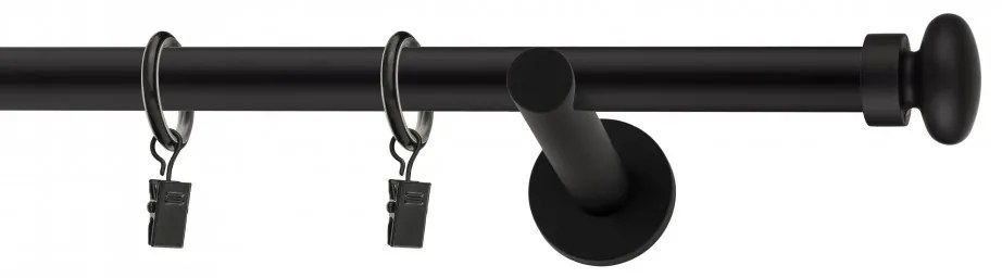 Dekorstudio Garniža jednoradová FLAT čierna matná 19mm Dĺžka: 160cm, Typ uchytenia: Držiak modern, Typ príslušenstva: Krúžky tiché so štipcami