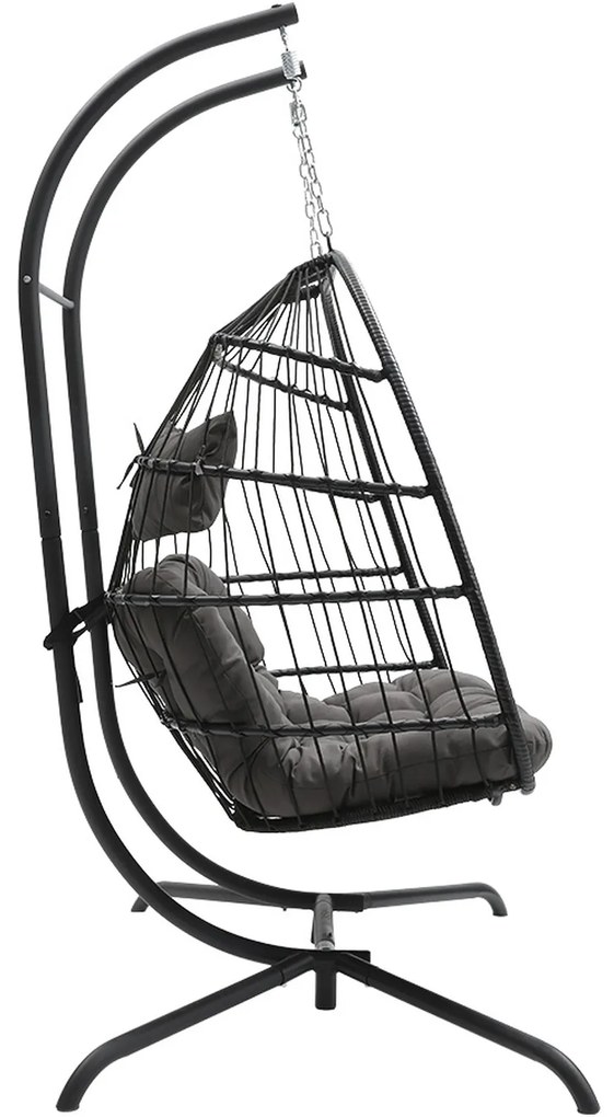 Závesné hojdacie dvojkreslo CUBA čierne - sivé vankúše