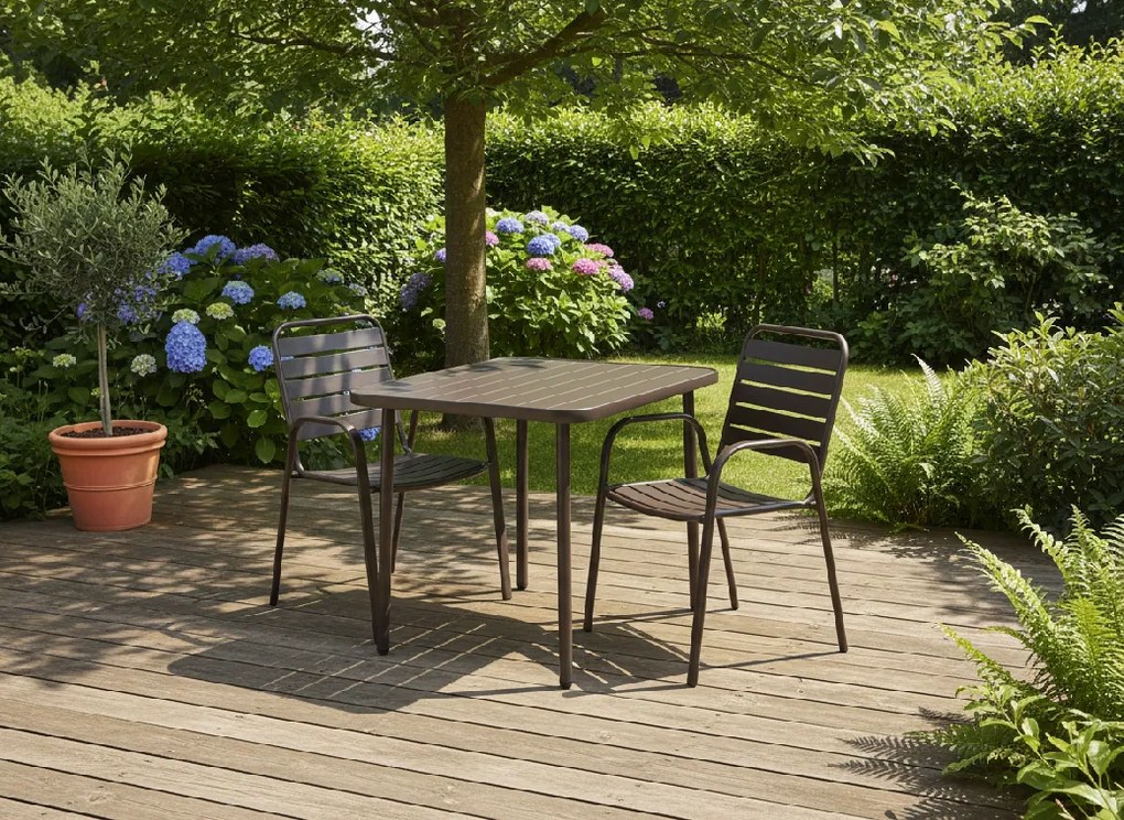 Garden Line ŠTVORCOVÝ ZÁHRADNÝ STÔL 80 x 80 x 72 CM HNEDÝ